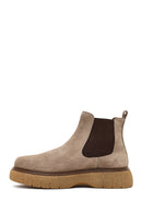Men's Mink Thick-Soled Suede Leather Chelsea Boot | Derimod Men's Mink Thick-Soled Suede Leather Chelsea Boot | Derimod
