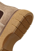 Men's Mink Thick-Soled Suede Leather Chelsea Boot | Derimod Men's Mink Thick-Soled Suede Leather Chelsea Boot | Derimod