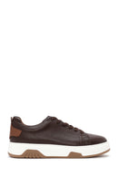 Men's Brown Lace-Up Thick-Soled Leather Sneakers | Derimod Men's Brown Lace-Up Thick-Soled Leather Sneakers | Derimod