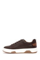 Men's Brown Lace-Up Thick-Soled Leather Sneakers | Derimod Men's Brown Lace-Up Thick-Soled Leather Sneakers | Derimod