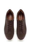 Men's Brown Lace-Up Thick-Soled Leather Sneakers | Derimod Men's Brown Lace-Up Thick-Soled Leather Sneakers | Derimod