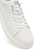 Men's White Lace-Up Leather Sneakers | Derimod Men's White Lace-Up Leather Sneakers | Derimod