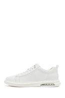Men's White Lace-Up Leather Sneakers | Derimod Men's White Lace-Up Leather Sneakers | Derimod