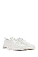 Men's White Lace-Up Leather Sneakers | Derimod Men's White Lace-Up Leather Sneakers | Derimod