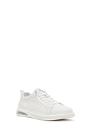 Men's White Lace-Up Leather Sneakers | Derimod Men's White Lace-Up Leather Sneakers | Derimod