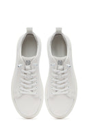 Men's White Lace-Up Leather Sneakers | Derimod Men's White Lace-Up Leather Sneakers | Derimod