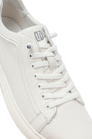 Men's White Lace-Up Leather Sneakers | Derimod Men's White Lace-Up Leather Sneakers | Derimod
