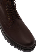 Men's Brown Zippered Thick-Soled Leather Boots | Derimod Men's Brown Zippered Thick-Soled Leather Boots | Derimod