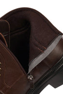Men's Brown Zippered Thick-Soled Leather Boots | Derimod Men's Brown Zippered Thick-Soled Leather Boots | Derimod