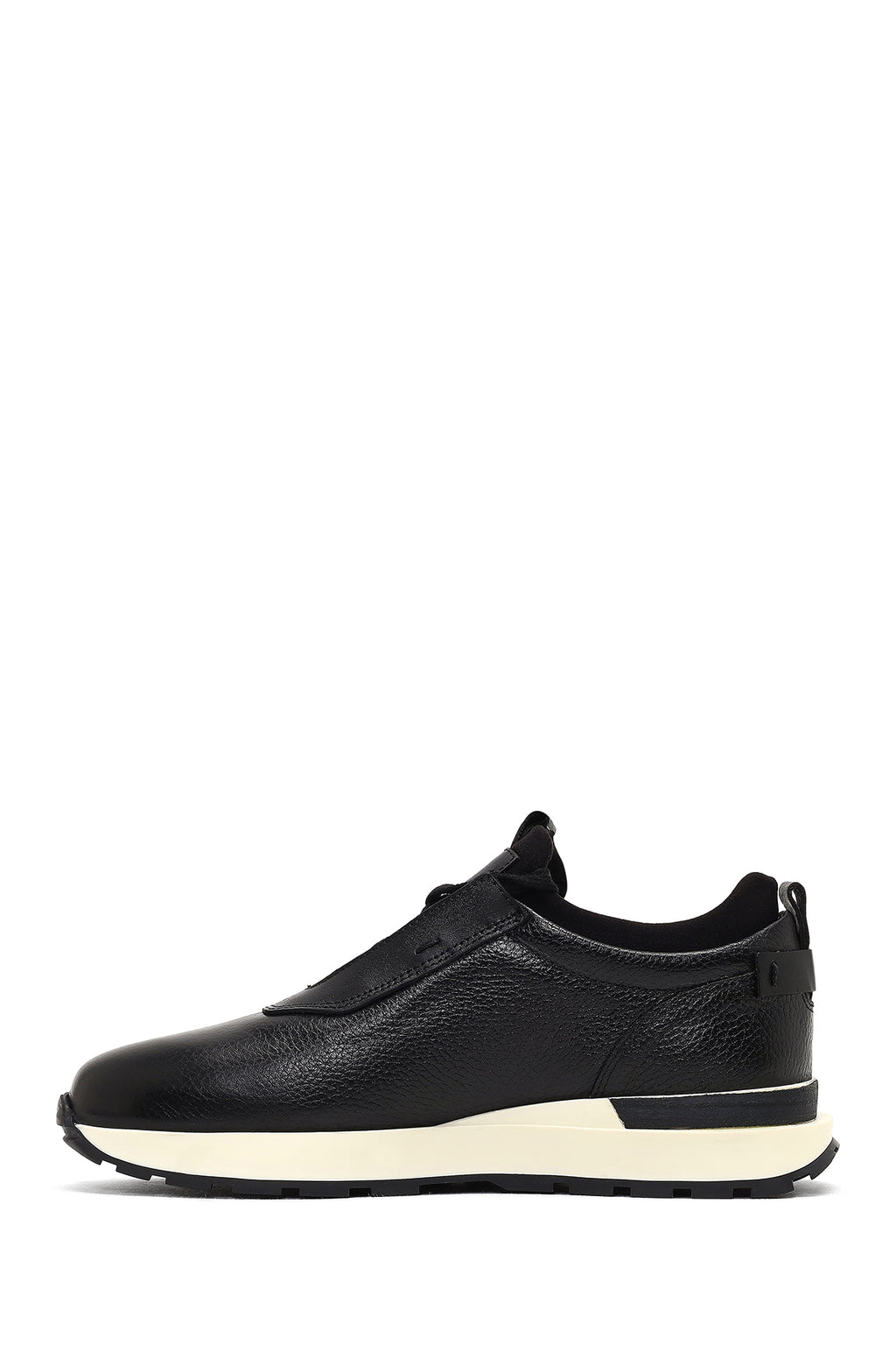 Erkek Siyah Kalın Tabanlı Deri Casual Sneaker
