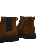 Men's Brown Zippered Suede Leather Boot | Derimod Men's Brown Zippered Suede Leather Boot | Derimod