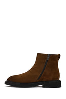 Men's Brown Zippered Suede Leather Boot | Derimod Men's Brown Zippered Suede Leather Boot | Derimod