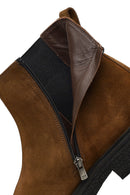 Men's Brown Zippered Suede Leather Boot | Derimod Men's Brown Zippered Suede Leather Boot | Derimod