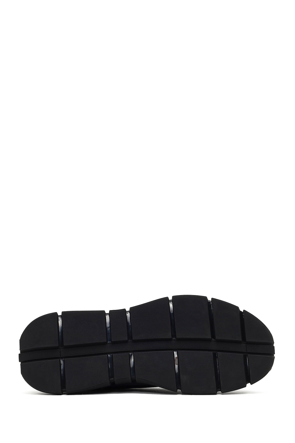 Erkek Siyah Bağcıklı Kalın Tabanlı Deri Sneaker