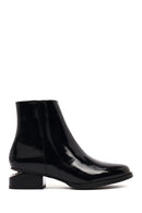 Women's Black Thick Short Heel Patent Leather Boot | Derimod Women's Black Thick Short Heel Patent Leather Boot | Derimod