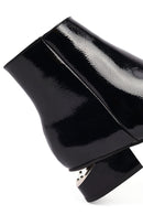 Women's Black Thick Short Heel Patent Leather Boot | Derimod Women's Black Thick Short Heel Patent Leather Boot | Derimod