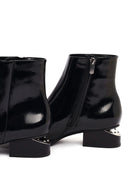 Women's Black Thick Short Heel Patent Leather Boot | Derimod Women's Black Thick Short Heel Patent Leather Boot | Derimod