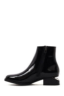 Women's Black Thick Short Heel Patent Leather Boot | Derimod Women's Black Thick Short Heel Patent Leather Boot | Derimod