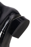 Women's Black Thick Short Heel Patent Leather Boot | Derimod Women's Black Thick Short Heel Patent Leather Boot | Derimod