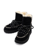 Kadın Siyah Bağcıklı Kalın Tabanlı Süet Teddy Bot | Derimod Kadın Siyah Bağcıklı Kalın Tabanlı Süet Teddy Bot | Derimod