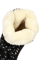 Kadın Siyah Bağcıklı Kalın Tabanlı Süet Teddy Bot | Derimod Kadın Siyah Bağcıklı Kalın Tabanlı Süet Teddy Bot | Derimod