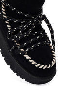 Kadın Siyah Bağcıklı Kalın Tabanlı Süet Teddy Bot | Derimod Kadın Siyah Bağcıklı Kalın Tabanlı Süet Teddy Bot | Derimod