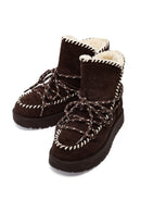 Kadın Kahverengi Bağcıklı Kalın Tabanlı Süet Teddy Bot | Derimod Kadın Kahverengi Bağcıklı Kalın Tabanlı Süet Teddy Bot | Derimod