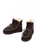 Kadın Kahverengi Bağcıklı Kalın Tabanlı Süet Teddy Bot | Derimod Kadın Kahverengi Bağcıklı Kalın Tabanlı Süet Teddy Bot | Derimod