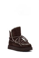 Kadın Kahverengi Bağcıklı Kalın Tabanlı Süet Teddy Bot | Derimod Kadın Kahverengi Bağcıklı Kalın Tabanlı Süet Teddy Bot | Derimod