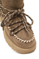 Kadın Vizon Bağcıklı Kalın Tabanlı Süet Teddy Bot | Derimod Kadın Vizon Bağcıklı Kalın Tabanlı Süet Teddy Bot | Derimod