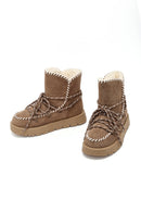 Kadın Vizon Bağcıklı Kalın Tabanlı Süet Teddy Bot | Derimod Kadın Vizon Bağcıklı Kalın Tabanlı Süet Teddy Bot | Derimod