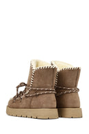 Kadın Vizon Bağcıklı Kalın Tabanlı Süet Teddy Bot | Derimod Kadın Vizon Bağcıklı Kalın Tabanlı Süet Teddy Bot | Derimod