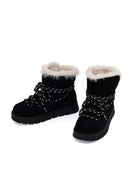 Kadın Siyah Bağcıklı Kalın Tabanlı Süet Teddy Bot | Derimod Kadın Siyah Bağcıklı Kalın Tabanlı Süet Teddy Bot | Derimod