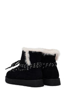 Kadın Siyah Bağcıklı Kalın Tabanlı Süet Teddy Bot | Derimod Kadın Siyah Bağcıklı Kalın Tabanlı Süet Teddy Bot | Derimod