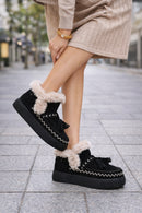 Kadın Siyah Kalın Tabanlı Püsküllü Süet Teddy Bot | Derimod Kadın Siyah Kalın Tabanlı Püsküllü Süet Teddy Bot | Derimod