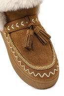 Kadın Taba Kalın Tabanlı Püsküllü Süet Teddy Bot | Derimod Kadın Taba Kalın Tabanlı Püsküllü Süet Teddy Bot | Derimod