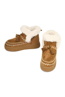 Kadın Taba Kalın Tabanlı Püsküllü Süet Teddy Bot | Derimod Kadın Taba Kalın Tabanlı Püsküllü Süet Teddy Bot | Derimod