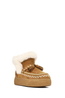 Kadın Taba Kalın Tabanlı Püsküllü Süet Teddy Bot | Derimod Kadın Taba Kalın Tabanlı Püsküllü Süet Teddy Bot | Derimod