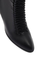 Women's Black Lace-Up Zippered Thick Heeled Boots | Derimod Women's Black Lace-Up Zippered Thick Heeled Boots | Derimod