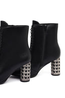 Women's Black Lace-Up Zippered Thick Heeled Boots | Derimod Women's Black Lace-Up Zippered Thick Heeled Boots | Derimod