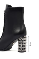 Women's Black Lace-Up Zippered Thick Heeled Boots | Derimod Women's Black Lace-Up Zippered Thick Heeled Boots | Derimod