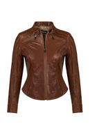 Brazil Kadın Viski Hakim Yaka Kısa Deri Ceket | Derimod Brazil Kadın Viski Hakim Yaka Kısa Deri Ceket | Derimod