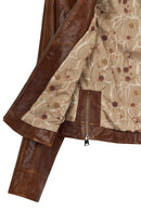 Brazil Kadın Viski Hakim Yaka Kısa Deri Ceket | Derimod Brazil Kadın Viski Hakim Yaka Kısa Deri Ceket | Derimod