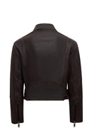 Love Kadın Kahverengi Gömlek Yaka Vintage Oversize Deri Ceket | Derimod Love Kadın Kahverengi Gömlek Yaka Vintage Oversize Deri Ceket | Derimod