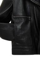 Paloma Kadın Siyah Kısa Oversize Biker Deri Ceket | Derimod Paloma Kadın Siyah Kısa Oversize Biker Deri Ceket | Derimod