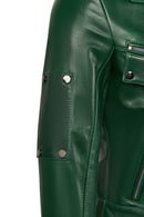 Roma Kadın Yeşil Kısa Biker Deri Ceket | Derimod Roma Kadın Yeşil Kısa Biker Deri Ceket | Derimod