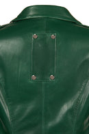 Roma Kadın Yeşil Kısa Biker Deri Ceket | Derimod Roma Kadın Yeşil Kısa Biker Deri Ceket | Derimod
