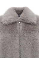 Dallas Kadın Gri Gömlek Yaka Teddy Mont | Derimod Dallas Kadın Gri Gömlek Yaka Teddy Mont | Derimod