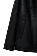 Diana Kadın Siyah Yaka Kürklü Oversize Deri Mont | Derimod Diana Kadın Siyah Yaka Kürklü Oversize Deri Mont | Derimod