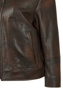 Garcia Kadın Kahverengi Gömlek Yaka Oversize Deri Ceket | Derimod Garcia Kadın Kahverengi Gömlek Yaka Oversize Deri Ceket | Derimod